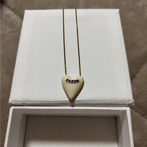 Mejuri Gold Necklace with Cream Heart Pendant